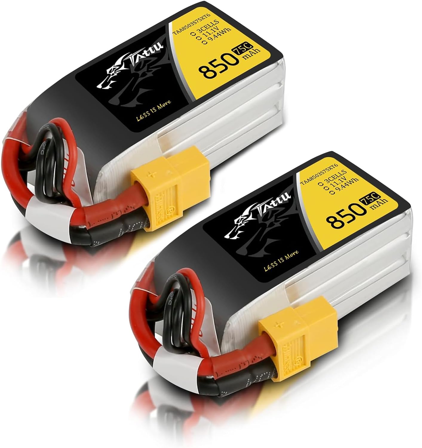 TATTU 850mAh 11.1V 75C 3S LiPo Battery Pack with XT60 Plug for Multirotor FPV 150 180 Size Quadcopter
