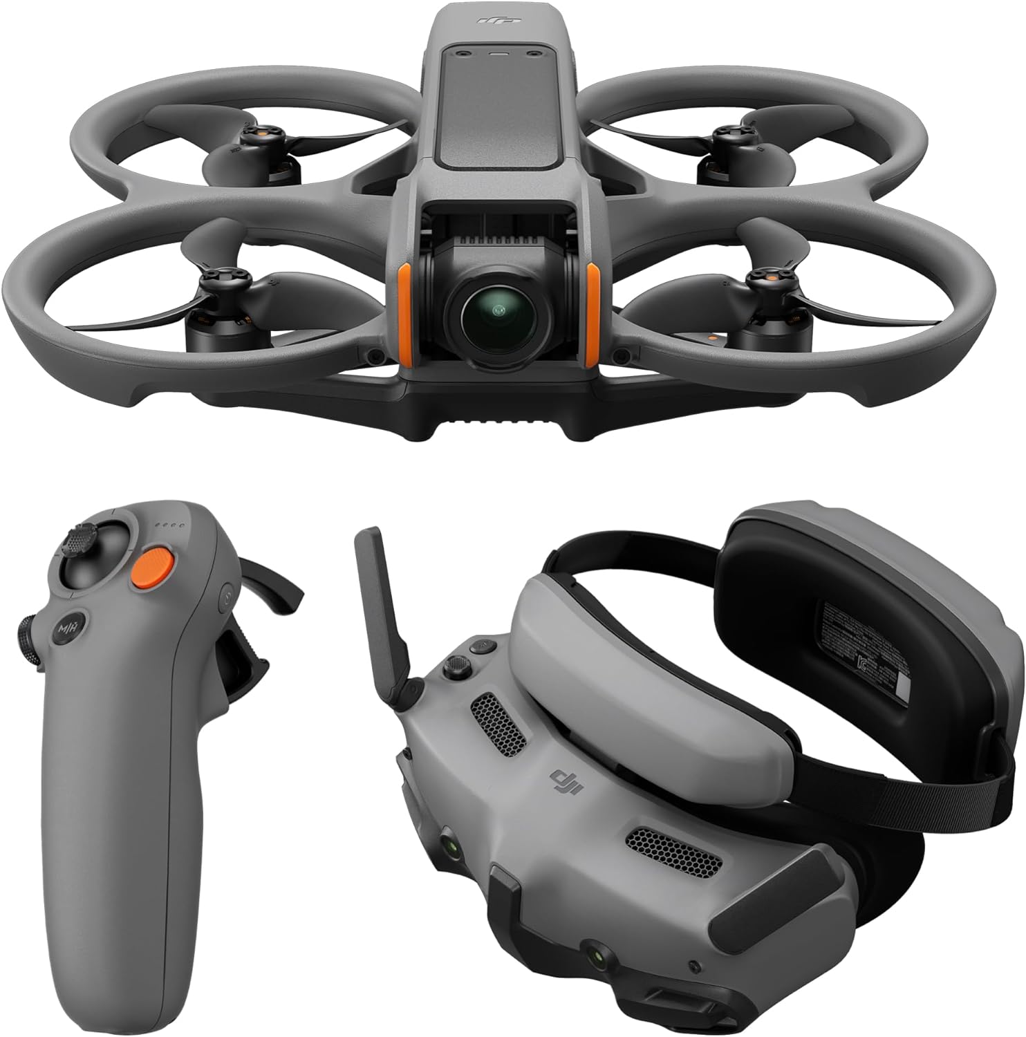 DJI Avata 2 Fly More Combo (3 Batteries), FPV Drone with Camera 4K, Immersive Experience, One-Push Acrobatics, Built-in Propeller Guard, 155° FOV, Camera Drone Compliant with FAA Remote ID