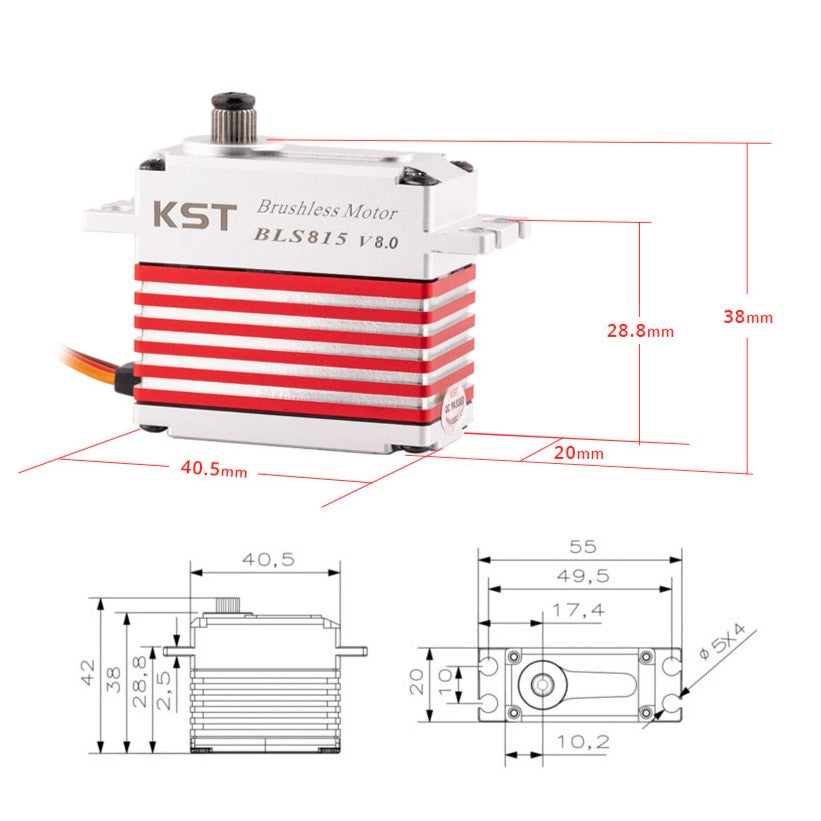 BLS815 V8.0 Digital Metal Gear Brushless Servo 20Kgf.cm 0.07sec/60degree for 550-700-class Helicopters