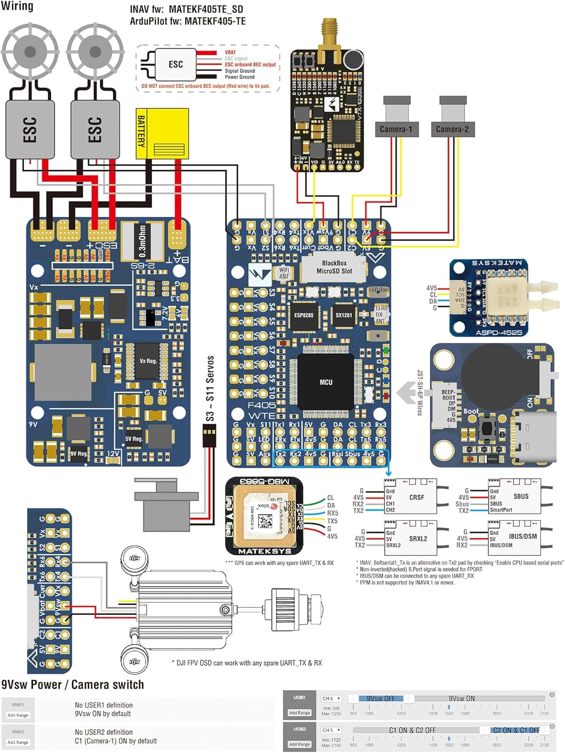 Matek F405 WTE Flight Controller STM32F405RGT6 Built in OSD SD Slot DPS310 for RC FPV Racing Drone ……