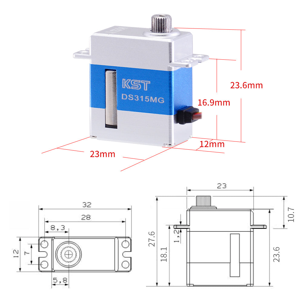KST DS315MG 8.4V 4.8kg 0.07sec Digital Metal Gear Mini Servo Motor
