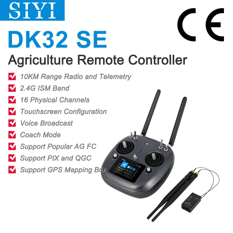 SIYI DK32 SE Agriculture Radio System Transmitter Remote Controller with Telemetry Receiver for Spraying Drone 2.4G 10KM Range