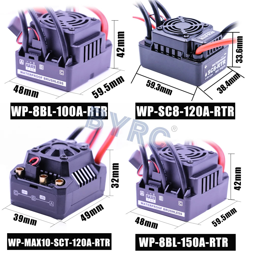HOBBYWING Waterproof 25A 50A 60A 80A 100A 120A 150A 160A 200A RTR Brushless ESC Speed Controller For 1/10 1/8 1/7 1/6 1/5 RC Car