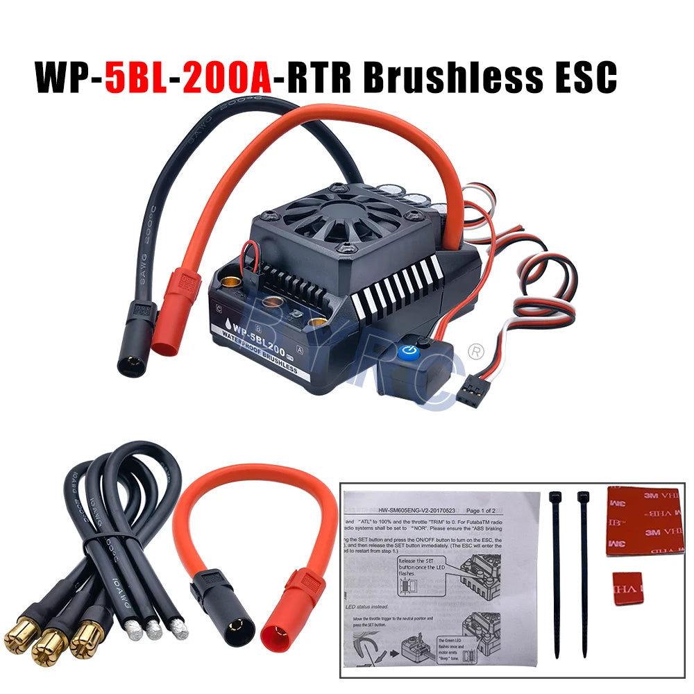 HOBBYWING Waterproof 25A 50A 60A 80A 100A 120A 150A 160A 200A RTR Brushless ESC Speed Controller For 1/10 1/8 1/7 1/6 1/5 RC Car