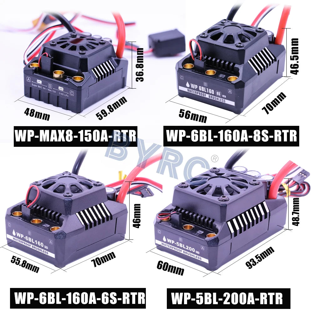 HOBBYWING Waterproof 25A 50A 60A 80A 100A 120A 150A 160A 200A RTR Brushless ESC Speed Controller For 1/10 1/8 1/7 1/6 1/5 RC Car