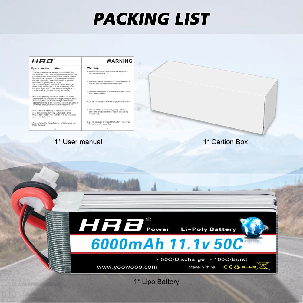HRB 3S 11.1V RC Lipo battery 1300mah 1500mah 2200mah 4000mah 5000mah 6000mah RC Battery with XT60 plug for RC Car Drone Boat