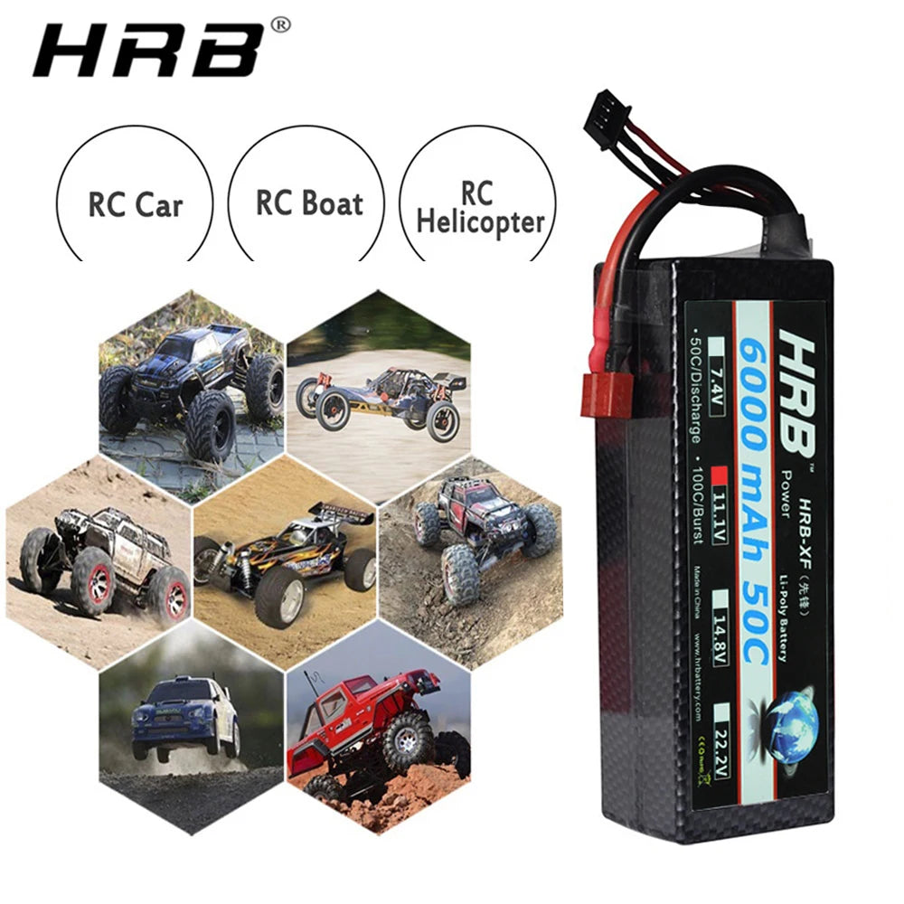 HRB 6S 4S 3S lipo battery 11.1V 14.8V 3300mah 4000mah 5000mah 6000mah battery XT60 Deans connector for RC Car Truck Drone Boat
