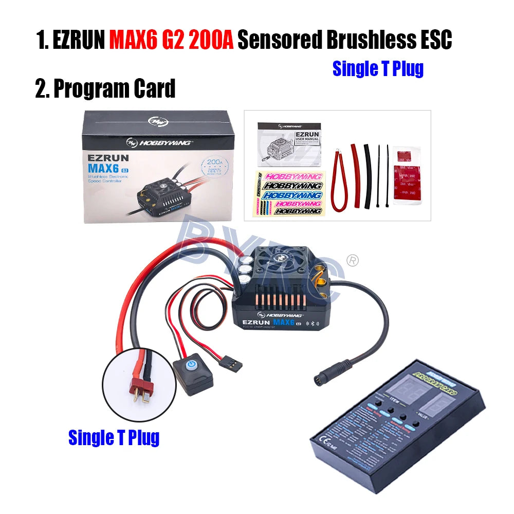 HobbyWing EzRun MAX6 G2 200A 3-8S Lipo Sensored Brushless ESC  Suitable For 1/5 1/6 1/7 Trucks And Off-road Vehicles
