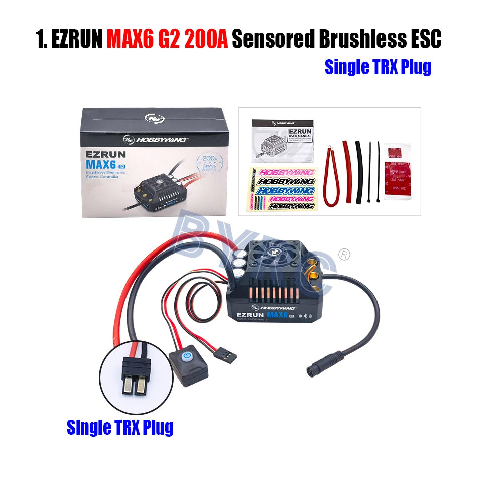 HobbyWing EzRun MAX6 G2 200A 3-8S Lipo Sensored Brushless ESC  Suitable For 1/5 1/6 1/7 Trucks And Off-road Vehicles