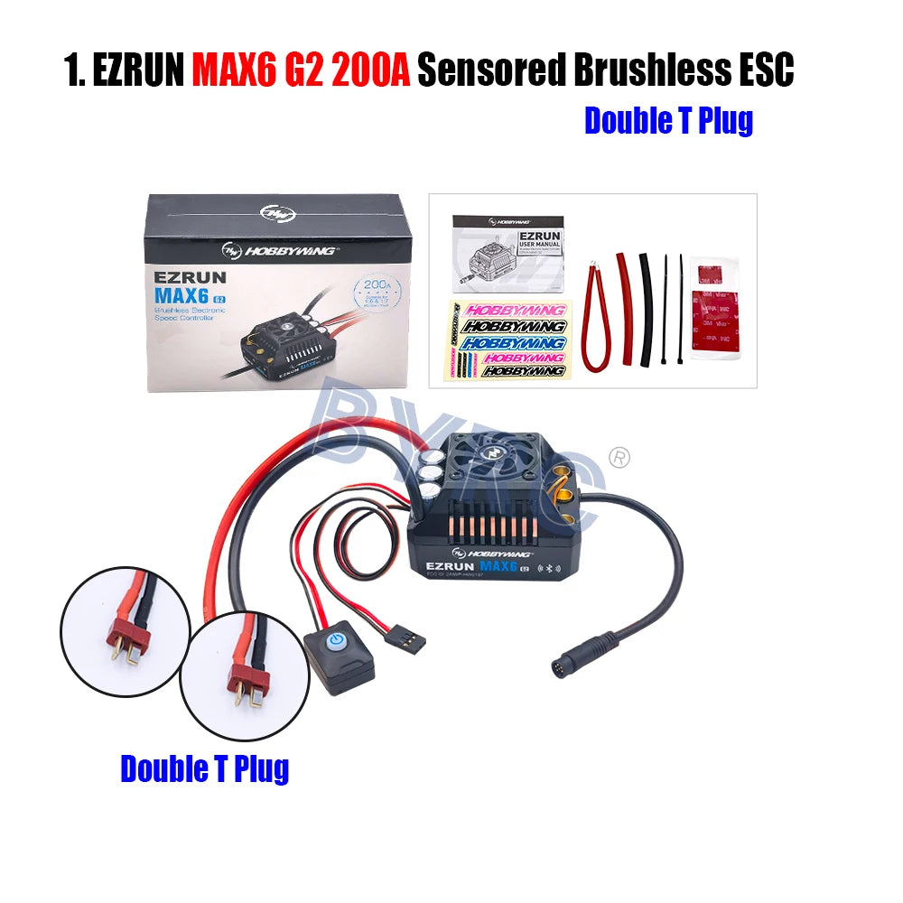 HobbyWing EzRun MAX6 G2 200A 3-8S Lipo Sensored Brushless ESC  Suitable For 1/5 1/6 1/7 Trucks And Off-road Vehicles