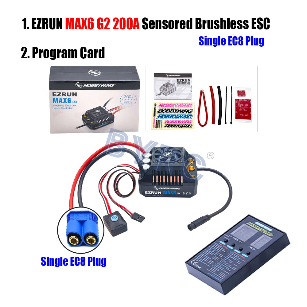 HobbyWing EzRun MAX6 G2 200A 3-8S Lipo Sensored Brushless ESC  Suitable For 1/5 1/6 1/7 Trucks And Off-road Vehicles