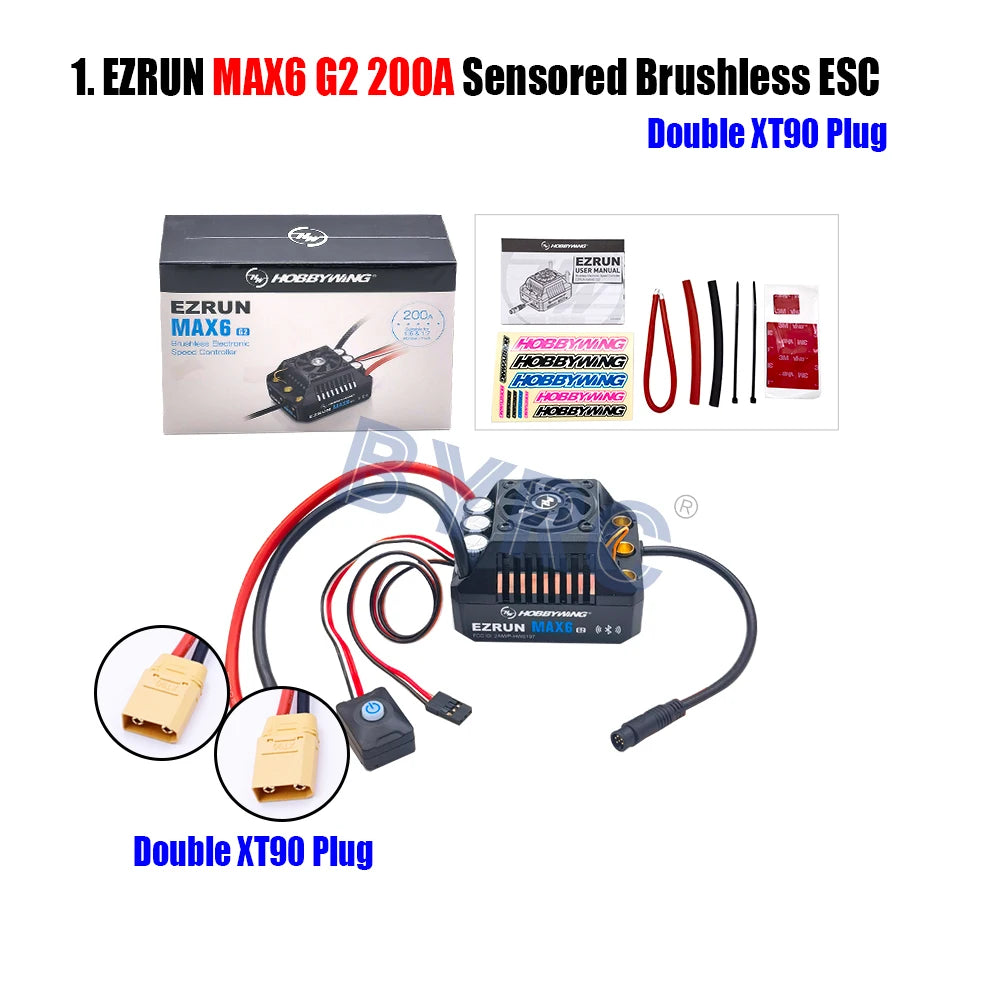 HobbyWing EzRun MAX6 G2 200A 3-8S Lipo Sensored Brushless ESC  Suitable For 1/5 1/6 1/7 Trucks And Off-road Vehicles