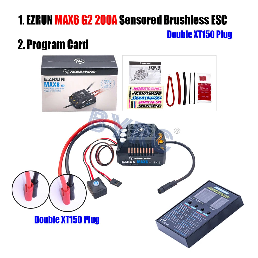 HobbyWing EzRun MAX6 G2 200A 3-8S Lipo Sensored Brushless ESC  Suitable For 1/5 1/6 1/7 Trucks And Off-road Vehicles