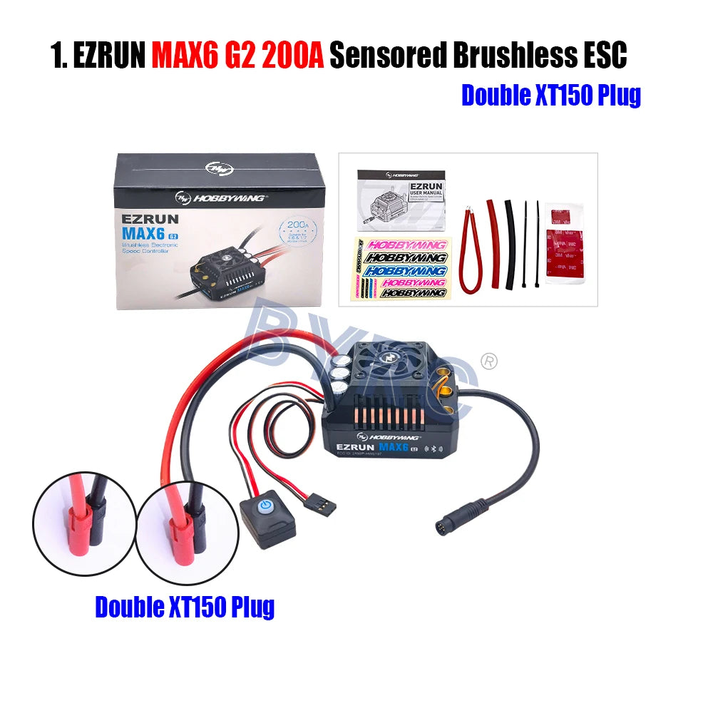 HobbyWing EzRun MAX6 G2 200A 3-8S Lipo Sensored Brushless ESC  Suitable For 1/5 1/6 1/7 Trucks And Off-road Vehicles