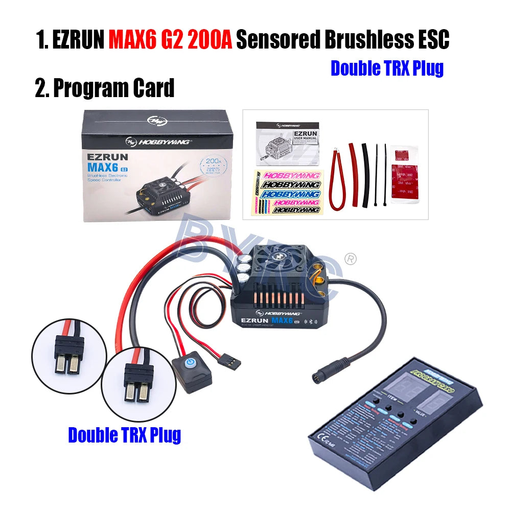 HobbyWing EzRun MAX6 G2 200A 3-8S Lipo Sensored Brushless ESC  Suitable For 1/5 1/6 1/7 Trucks And Off-road Vehicles
