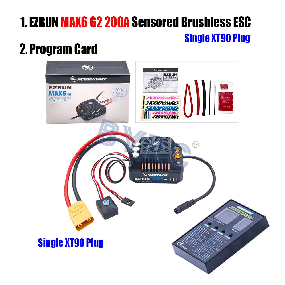 HobbyWing EzRun MAX6 G2 200A 3-8S Lipo Sensored Brushless ESC  Suitable For 1/5 1/6 1/7 Trucks And Off-road Vehicles
