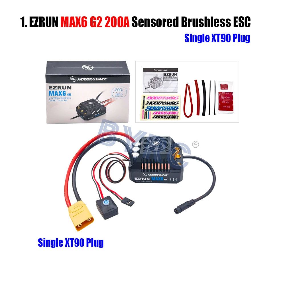HobbyWing EzRun MAX6 G2 200A 3-8S Lipo Sensored Brushless ESC  Suitable For 1/5 1/6 1/7 Trucks And Off-road Vehicles
