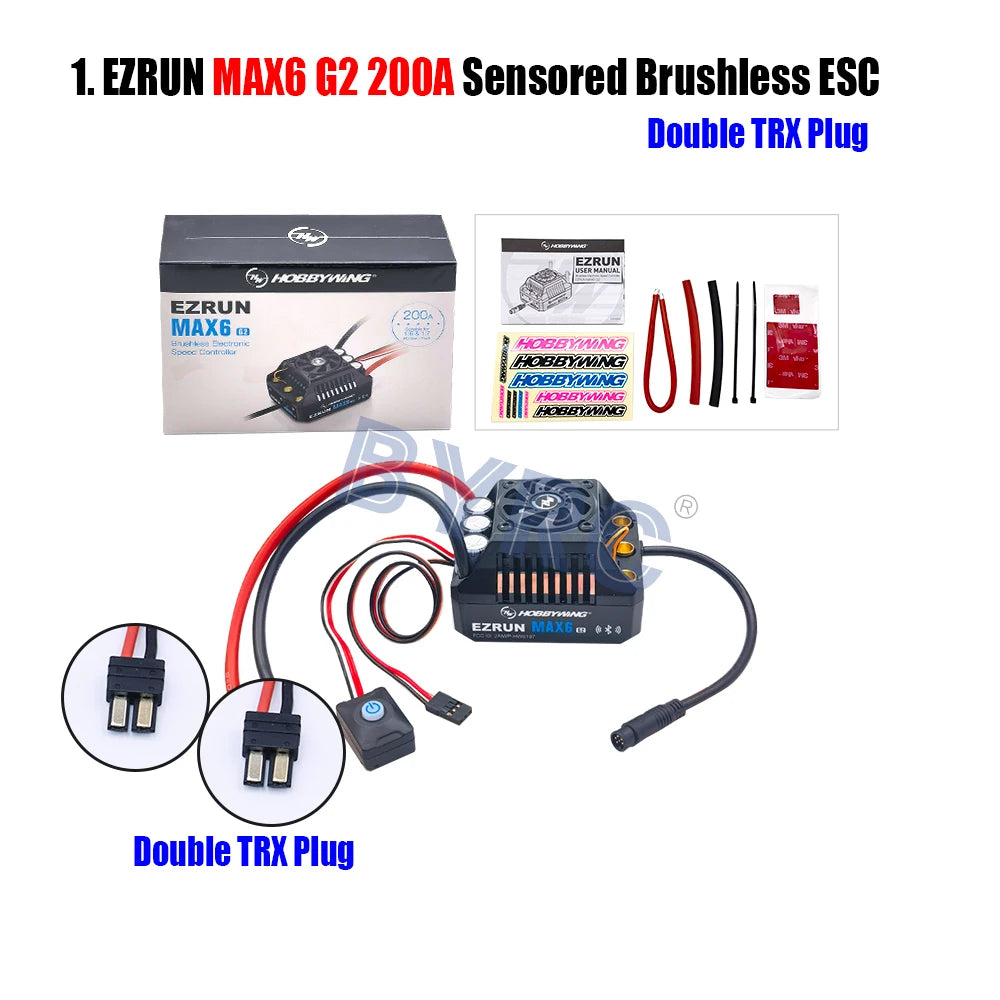 HobbyWing EzRun MAX6 G2 200A 3-8S Lipo Sensored Brushless ESC  Suitable For 1/5 1/6 1/7 Trucks And Off-road Vehicles