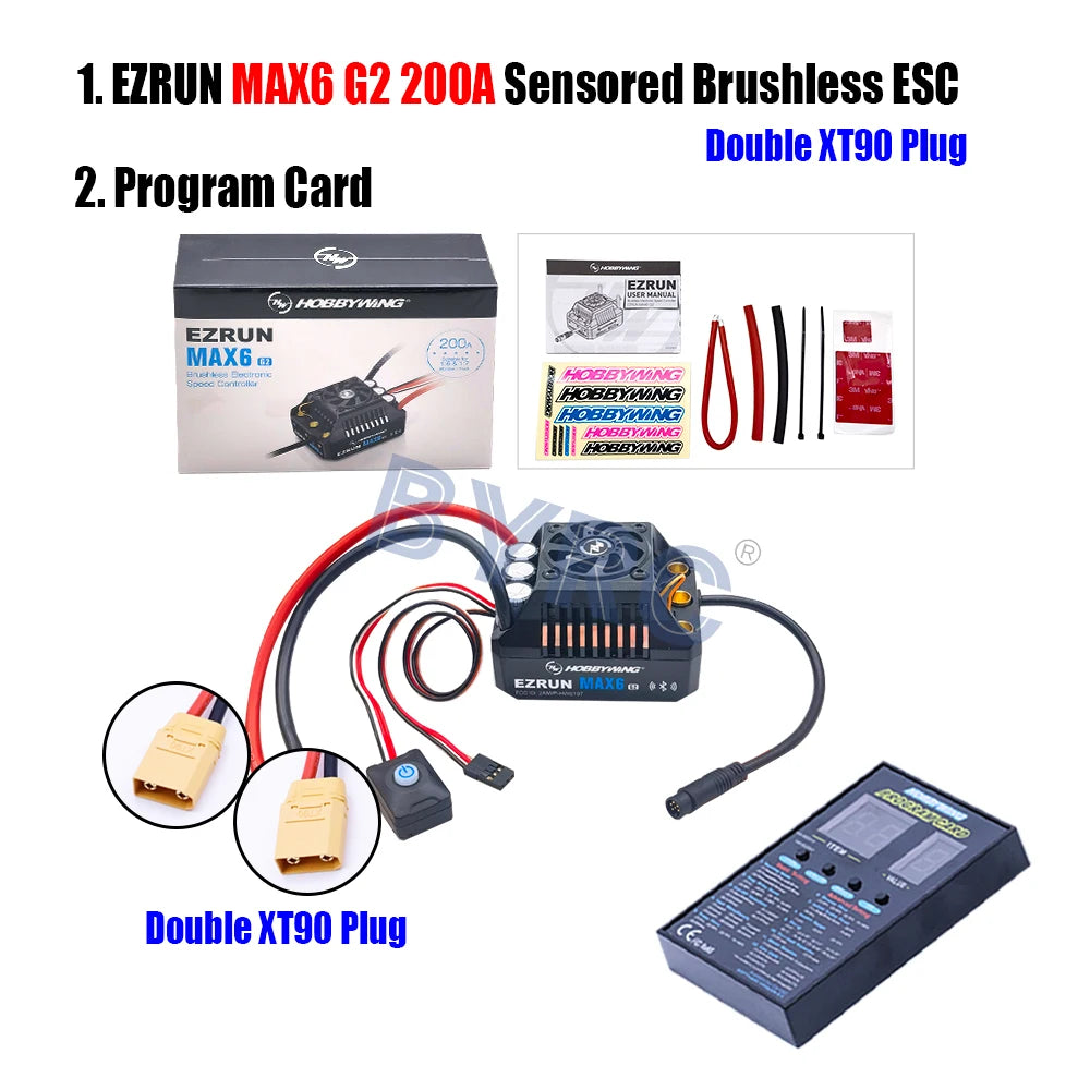 HobbyWing EzRun MAX6 G2 200A 3-8S Lipo Sensored Brushless ESC  Suitable For 1/5 1/6 1/7 Trucks And Off-road Vehicles