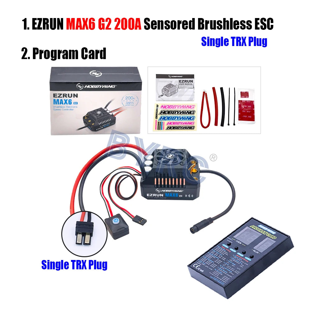 HobbyWing EzRun MAX6 G2 200A 3-8S Lipo Sensored Brushless ESC  Suitable For 1/5 1/6 1/7 Trucks And Off-road Vehicles