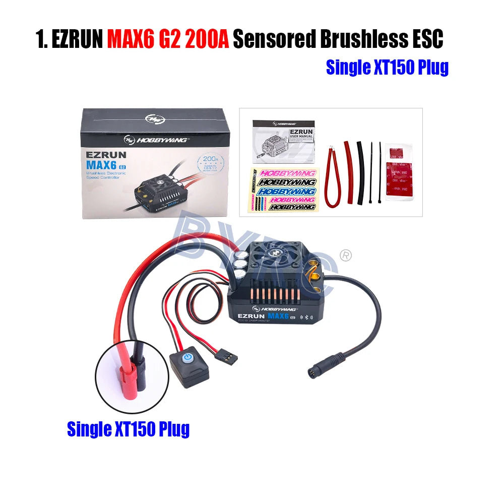 HobbyWing EzRun MAX6 G2 200A 3-8S Lipo Sensored Brushless ESC  Suitable For 1/5 1/6 1/7 Trucks And Off-road Vehicles