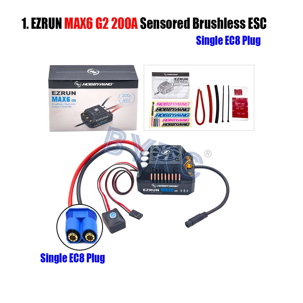 HobbyWing EzRun MAX6 G2 200A 3-8S Lipo Sensored Brushless ESC  Suitable For 1/5 1/6 1/7 Trucks And Off-road Vehicles