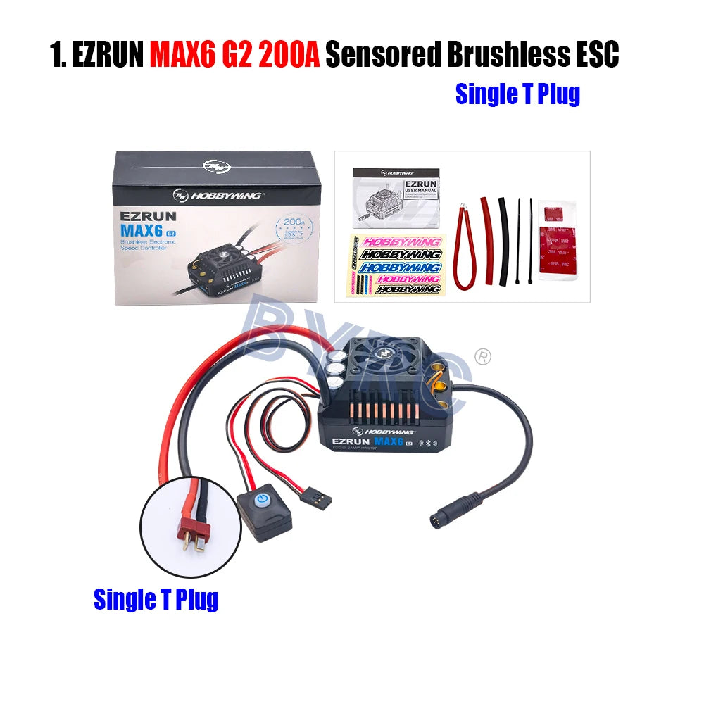 HobbyWing EzRun MAX6 G2 200A 3-8S Lipo Sensored Brushless ESC  Suitable For 1/5 1/6 1/7 Trucks And Off-road Vehicles