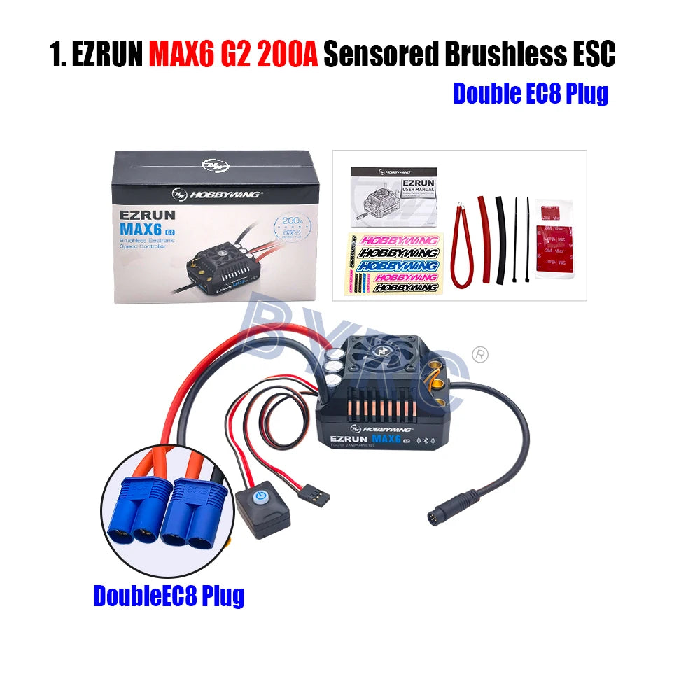 HobbyWing EzRun MAX6 G2 200A 3-8S Lipo Sensored Brushless ESC  Suitable For 1/5 1/6 1/7 Trucks And Off-road Vehicles