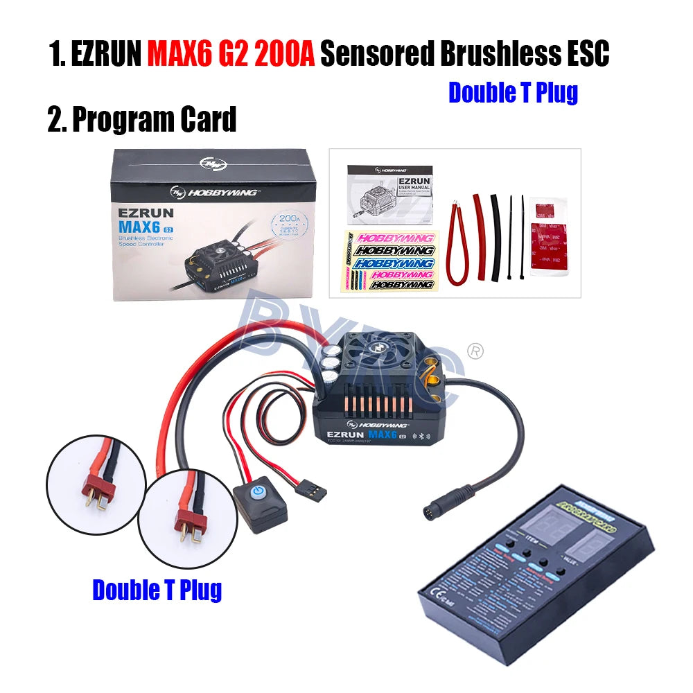 HobbyWing EzRun MAX6 G2 200A 3-8S Lipo Sensored Brushless ESC  Suitable For 1/5 1/6 1/7 Trucks And Off-road Vehicles