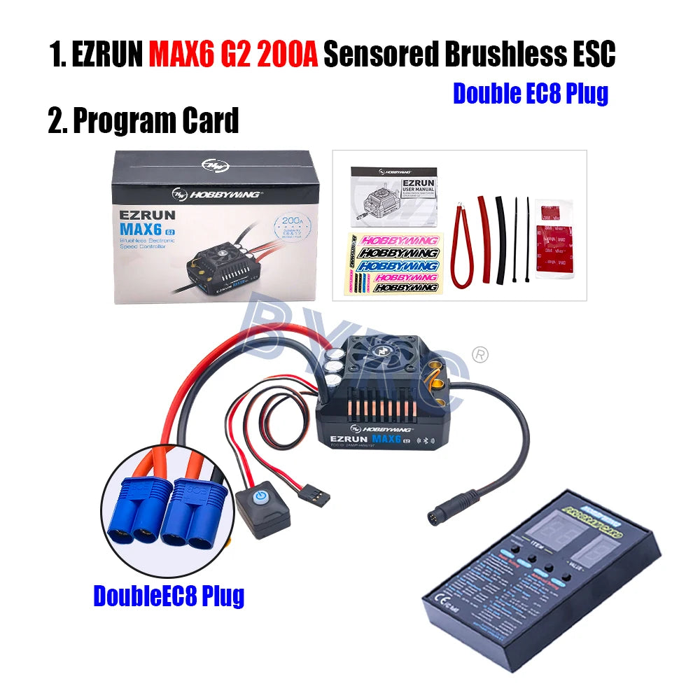 HobbyWing EzRun MAX6 G2 200A 3-8S Lipo Sensored Brushless ESC  Suitable For 1/5 1/6 1/7 Trucks And Off-road Vehicles