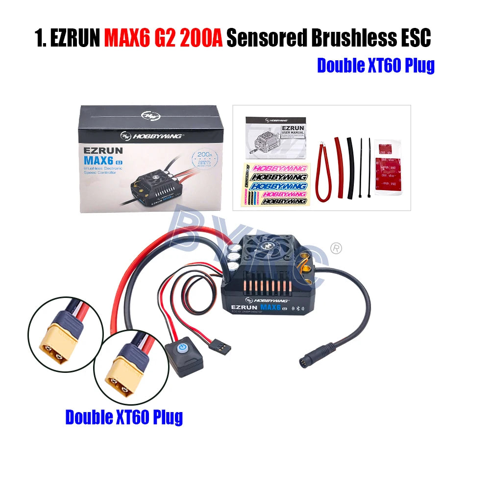 HobbyWing EzRun MAX6 G2 200A 3-8S Lipo Sensored Brushless ESC  Suitable For 1/5 1/6 1/7 Trucks And Off-road Vehicles