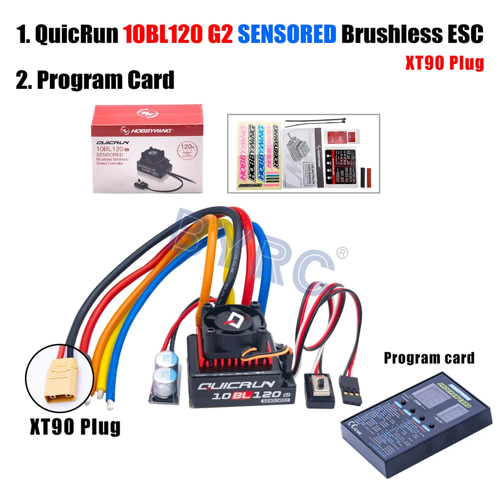 Hobbywing QUICRUN 10BL120 G2 Sensored 120A  Sensored Brushless ESC Speed Controller For 1/10  Touring  Buggy Drift