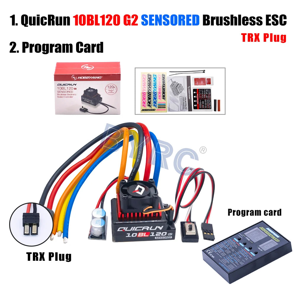 Hobbywing QUICRUN 10BL120 G2 Sensored 120A  Sensored Brushless ESC Speed Controller For 1/10  Touring  Buggy Drift