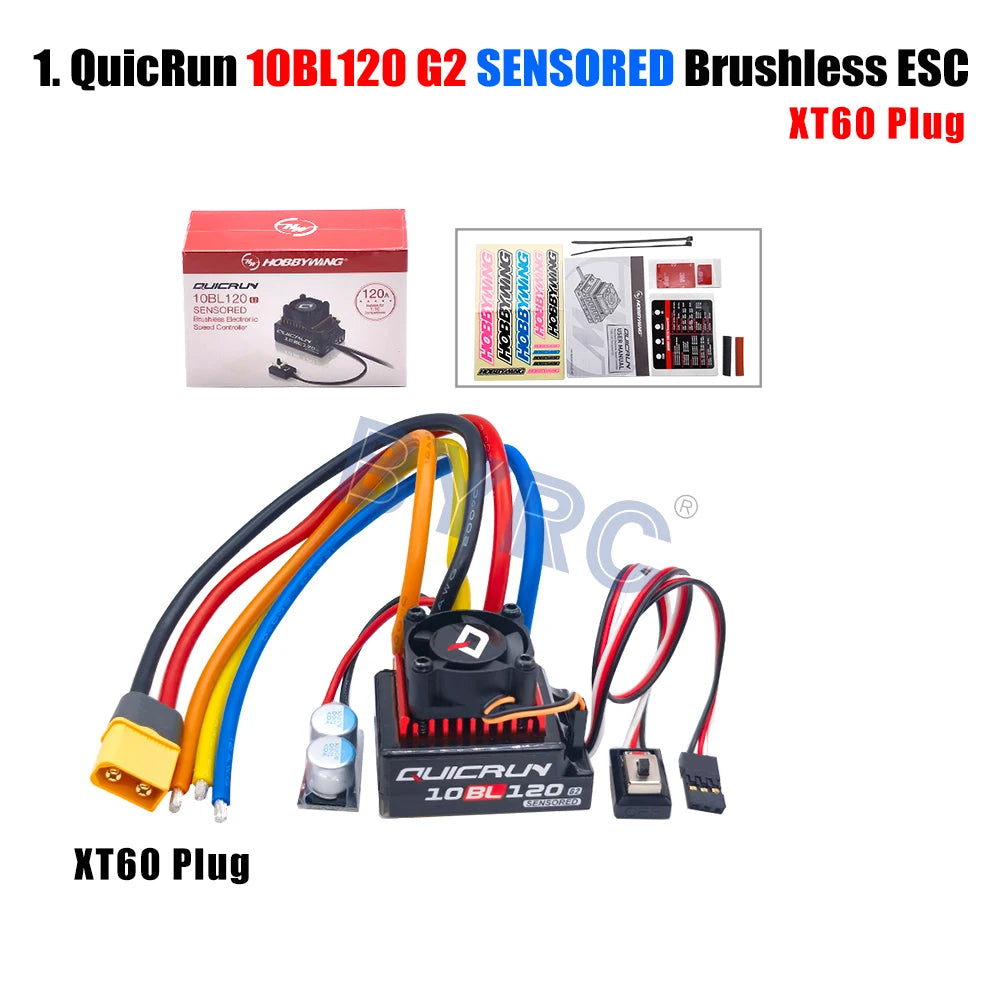 Hobbywing QUICRUN 10BL120 G2 Sensored 120A  Sensored Brushless ESC Speed Controller For 1/10  Touring  Buggy Drift