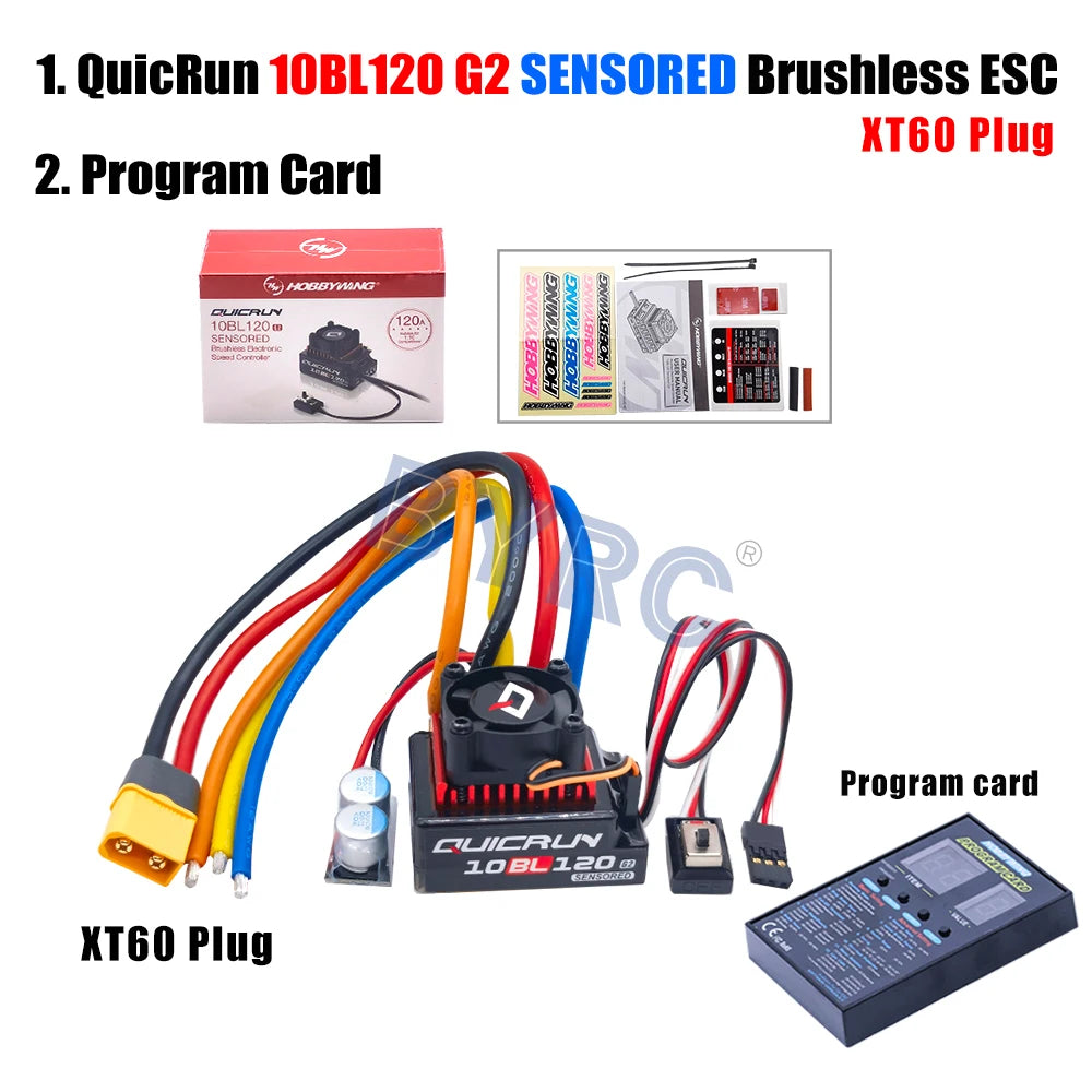Hobbywing QUICRUN 10BL120 G2 Sensored 120A  Sensored Brushless ESC Speed Controller For 1/10  Touring  Buggy Drift