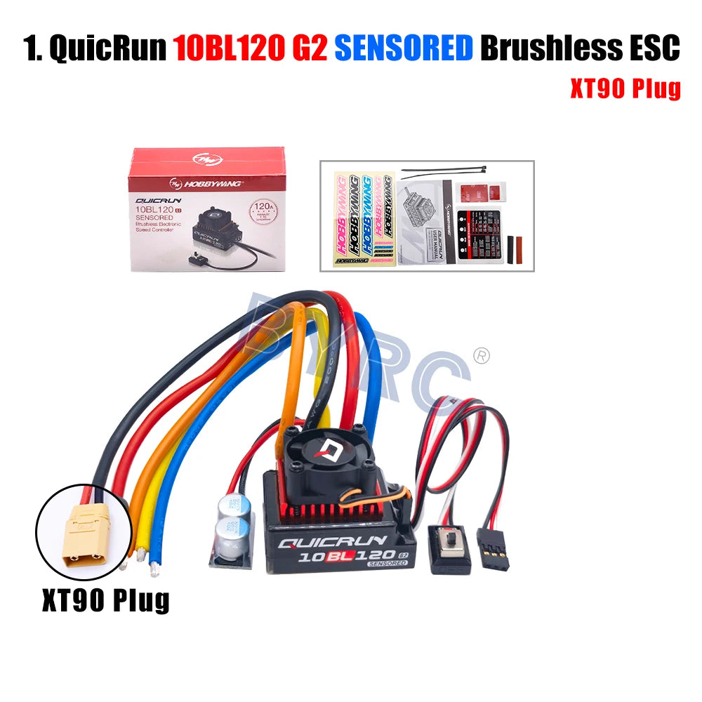 Hobbywing QUICRUN 10BL120 G2 Sensored 120A  Sensored Brushless ESC Speed Controller For 1/10  Touring  Buggy Drift