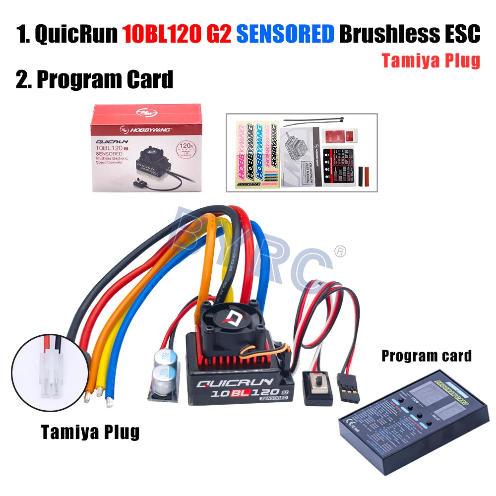 Hobbywing QUICRUN 10BL120 G2 Sensored 120A  Sensored Brushless ESC Speed Controller For 1/10  Touring  Buggy Drift