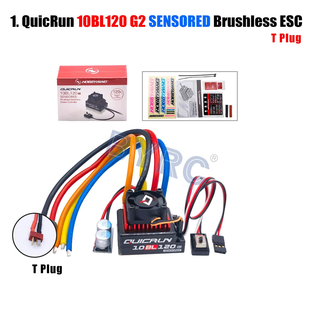 Hobbywing QUICRUN 10BL120 G2 Sensored 120A  Sensored Brushless ESC Speed Controller For 1/10  Touring  Buggy Drift