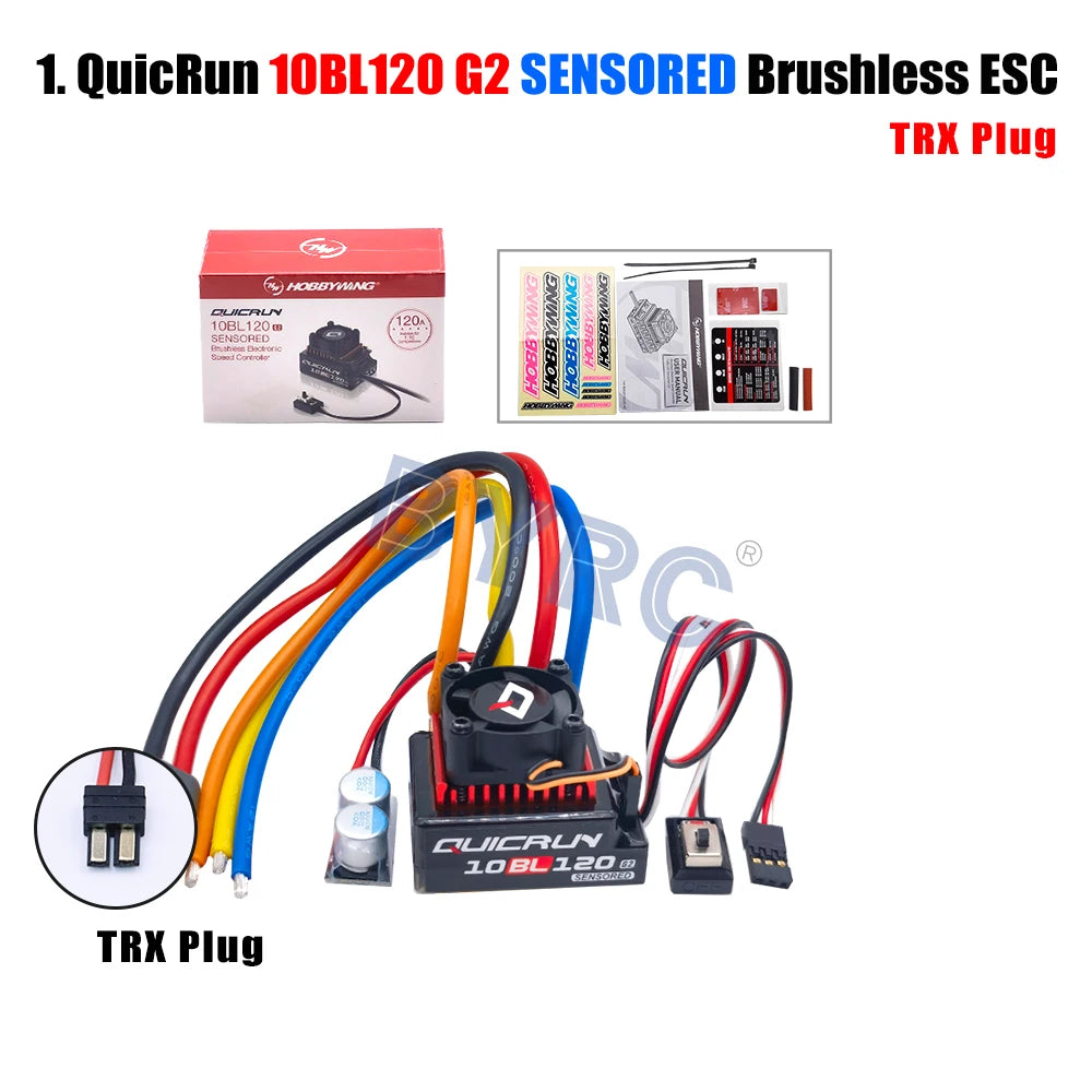 Hobbywing QUICRUN 10BL120 G2 Sensored 120A  Sensored Brushless ESC Speed Controller For 1/10  Touring  Buggy Drift