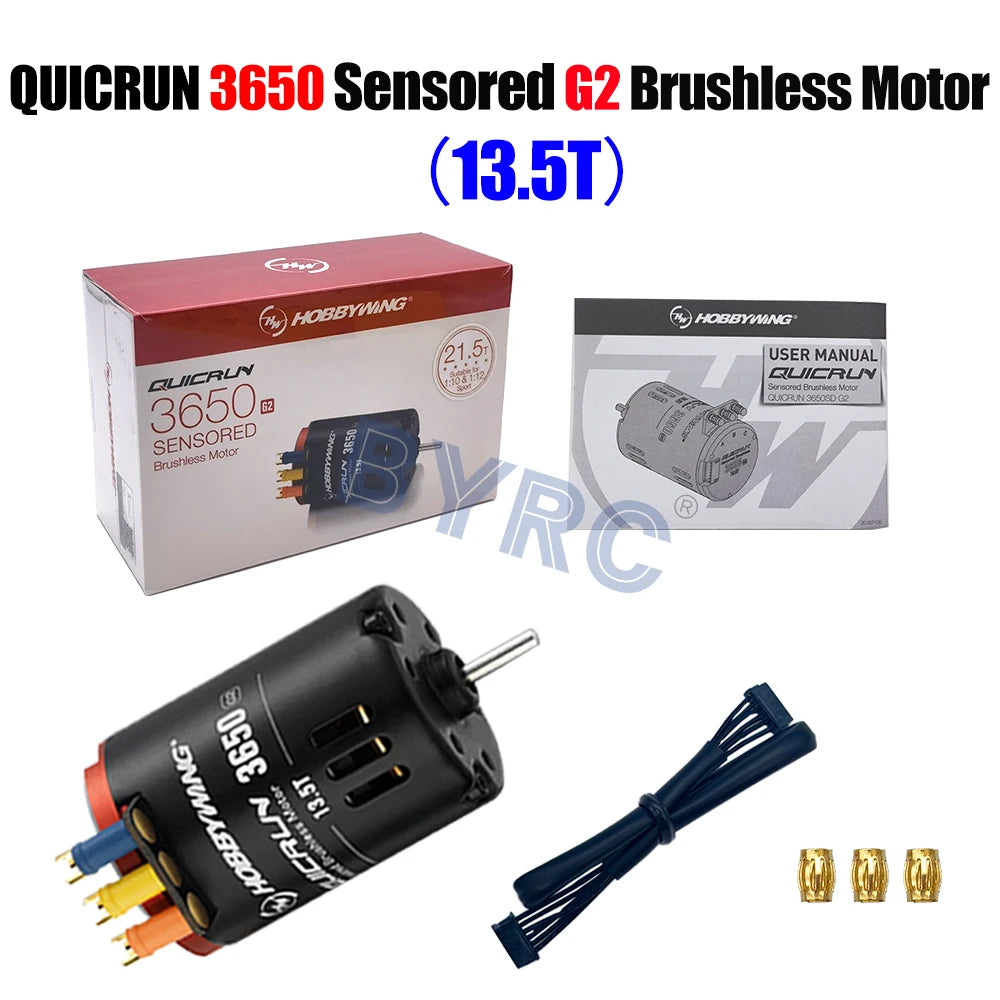 Hobbywing QUICRUN 3650 Sensored G2 6.5T 8.5T 10.5T 13.5T 17.5T 21.5T 25.5T 2-3S Race Brushless Motor For 1/10 1:12 Rc Car Trucks