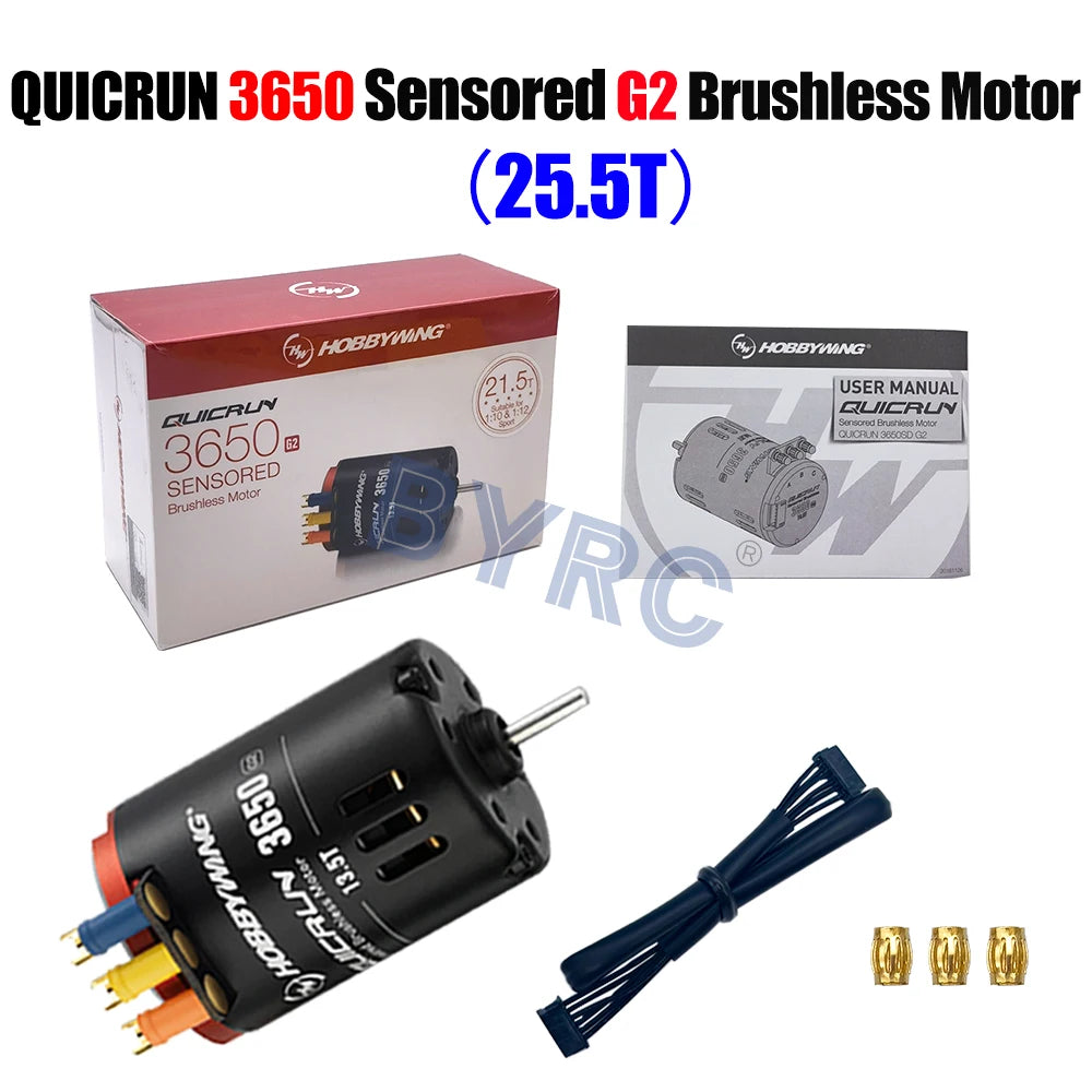 Hobbywing QUICRUN 3650 Sensored G2 6.5T 8.5T 10.5T 13.5T 17.5T 21.5T 25.5T 2-3S Race Brushless Motor For 1/10 1:12 Rc Car Trucks
