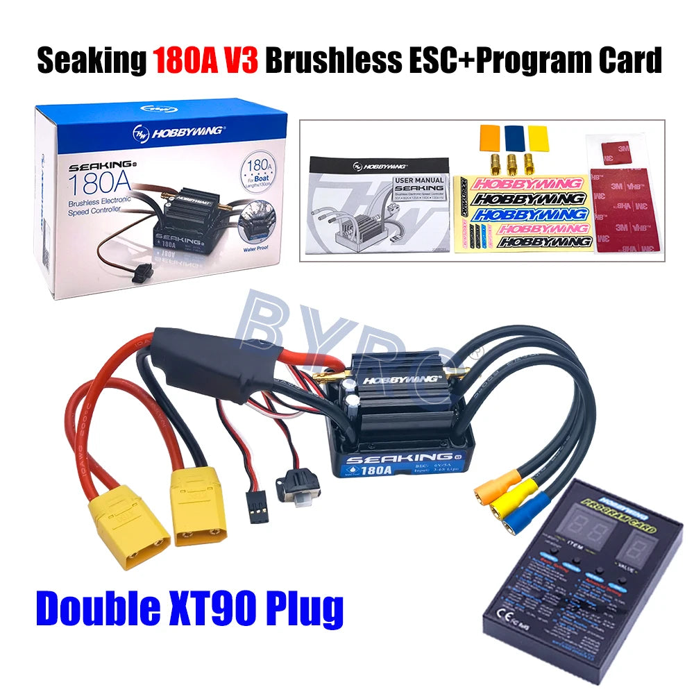 Hobbywing SeaKing V3 Waterproof 180A  2-6S Lipo Speed Controller 6V/5A BEC Brushless ESC for RC Racing Boat