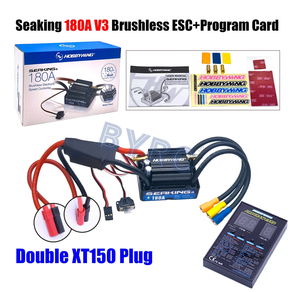 Hobbywing SeaKing V3 Waterproof 180A  2-6S Lipo Speed Controller 6V/5A BEC Brushless ESC for RC Racing Boat
