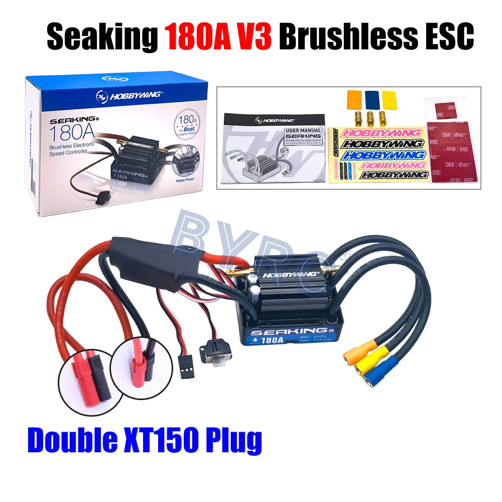 Hobbywing SeaKing V3 Waterproof 180A  2-6S Lipo Speed Controller 6V/5A BEC Brushless ESC for RC Racing Boat