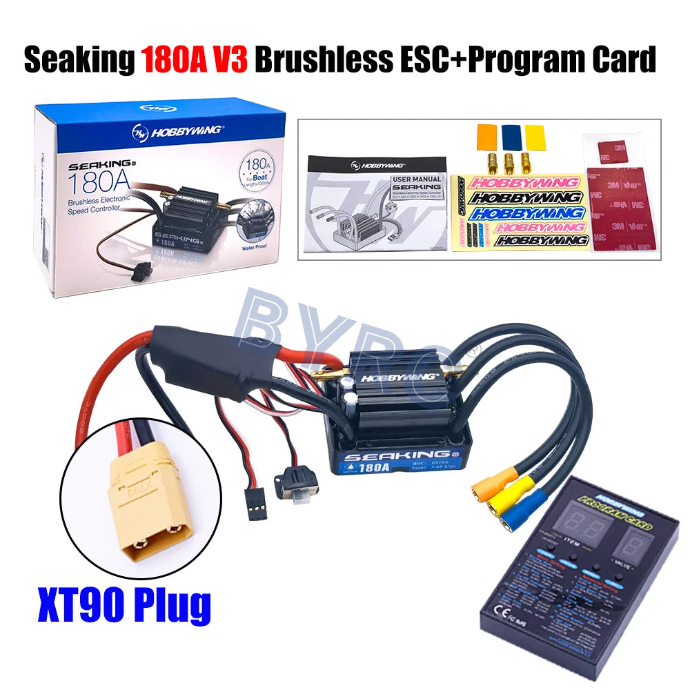 Hobbywing SeaKing V3 Waterproof 180A  2-6S Lipo Speed Controller 6V/5A BEC Brushless ESC for RC Racing Boat