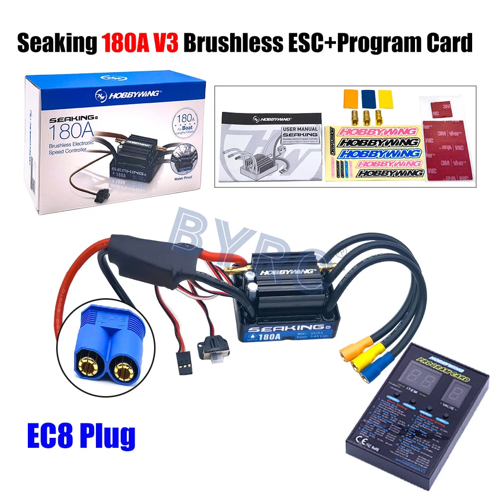 Hobbywing SeaKing V3 Waterproof 180A  2-6S Lipo Speed Controller 6V/5A BEC Brushless ESC for RC Racing Boat