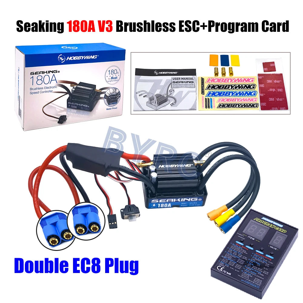 Hobbywing SeaKing V3 Waterproof 180A  2-6S Lipo Speed Controller 6V/5A BEC Brushless ESC for RC Racing Boat