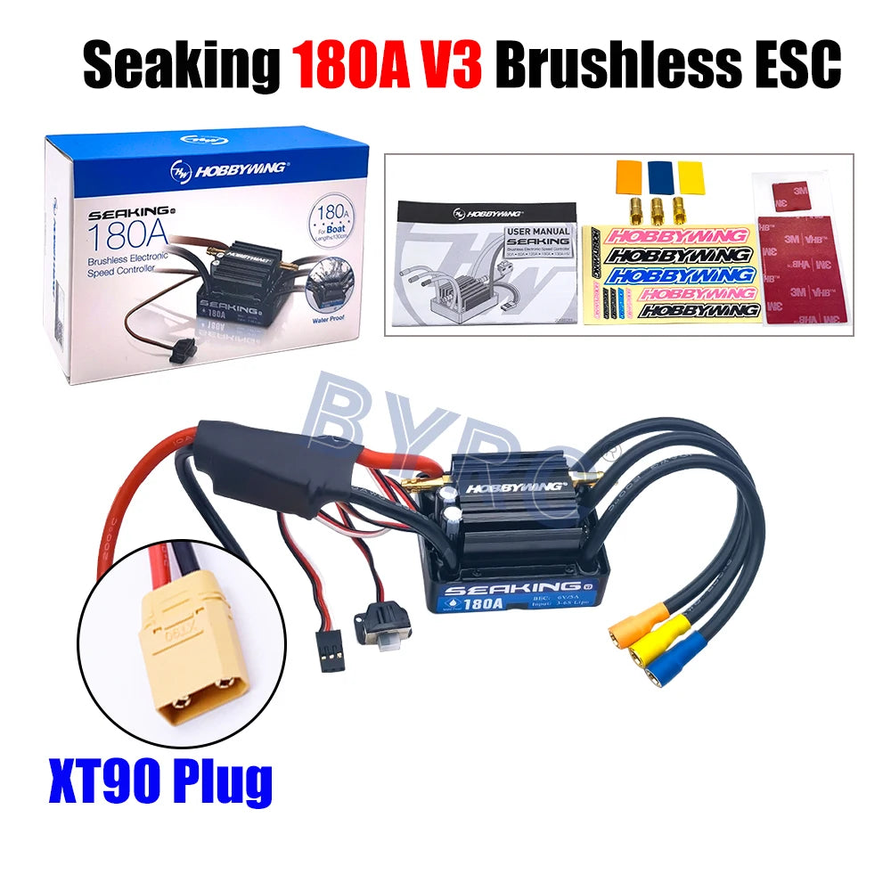 Hobbywing SeaKing V3 Waterproof 180A  2-6S Lipo Speed Controller 6V/5A BEC Brushless ESC for RC Racing Boat