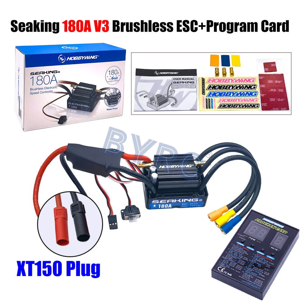 Hobbywing SeaKing V3 Waterproof 180A  2-6S Lipo Speed Controller 6V/5A BEC Brushless ESC for RC Racing Boat