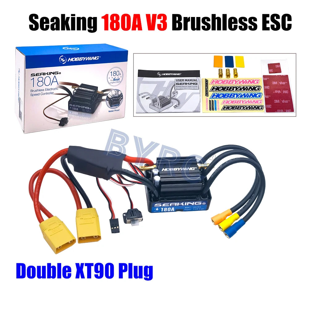 Hobbywing SeaKing V3 Waterproof 180A  2-6S Lipo Speed Controller 6V/5A BEC Brushless ESC for RC Racing Boat